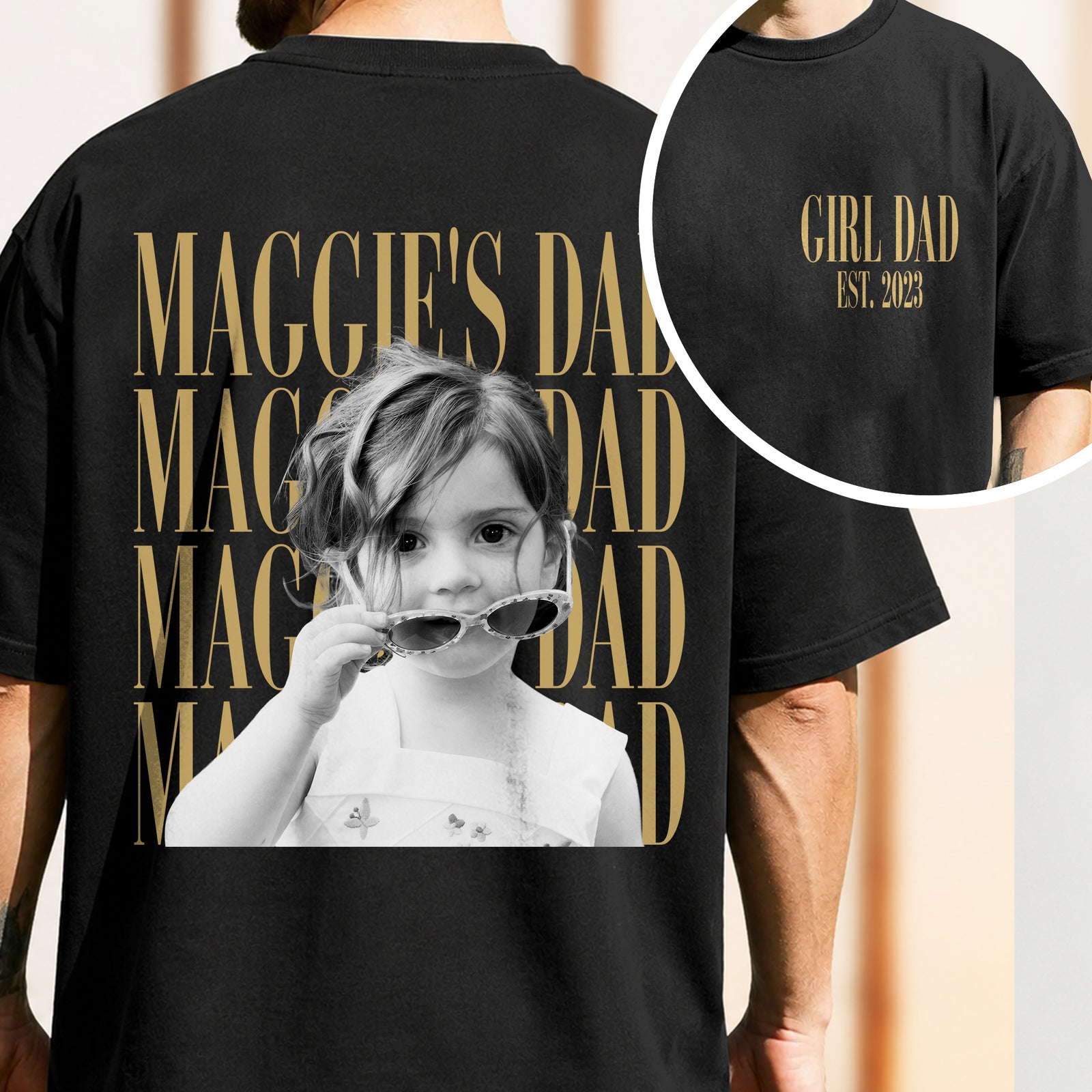 Personalized Vintage Photo Dad, Mom, Grandpa, Grandma Family Front & Back Dark Shirt HA75 921572