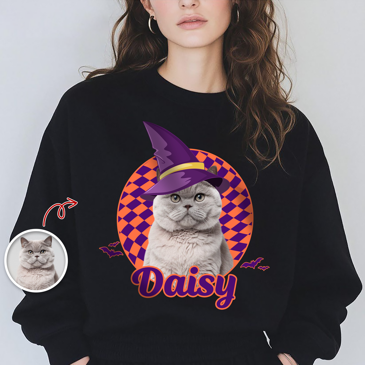 Custom Dog Cat Photo Witch Hat Halloween Dark Shirt HO82 894982