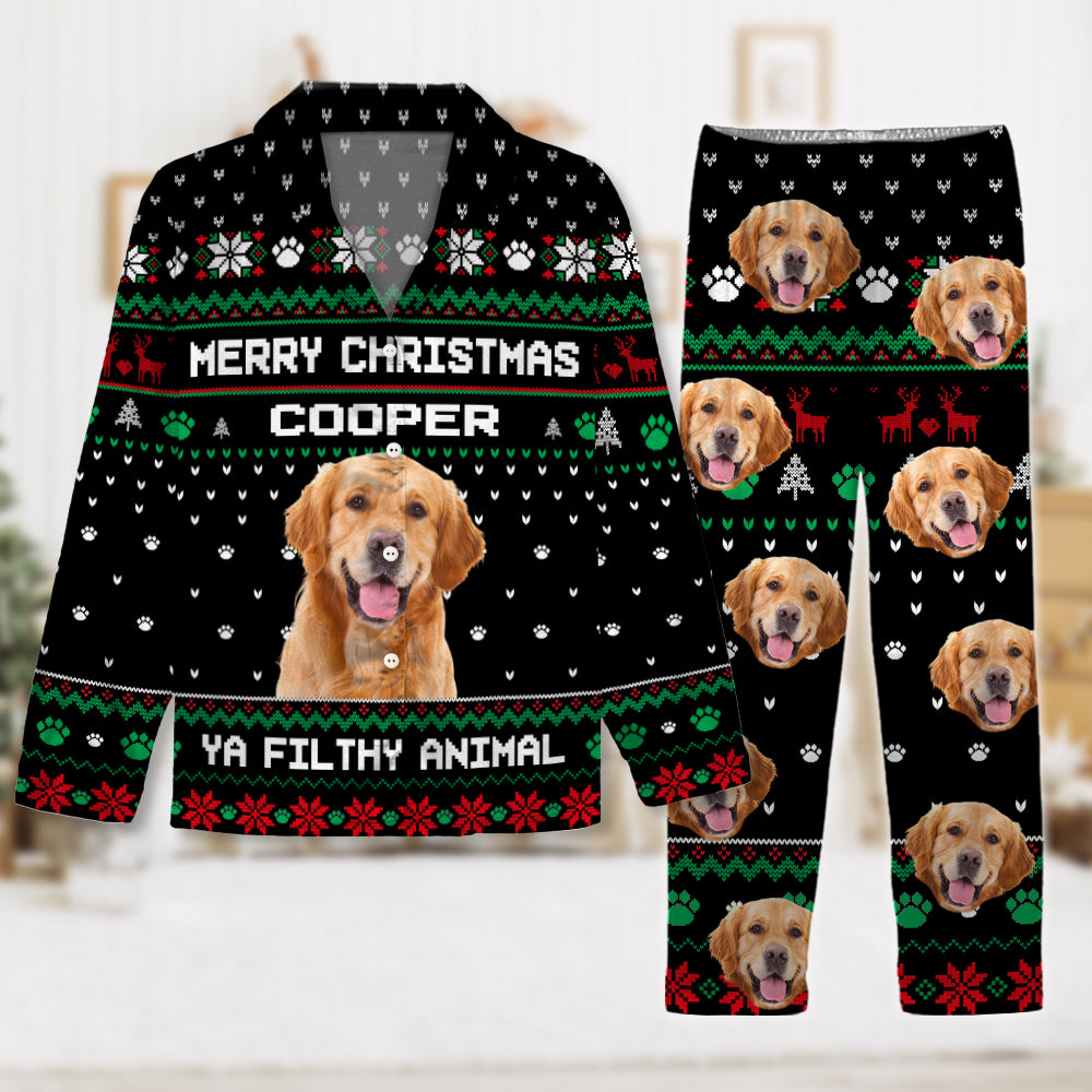 Custom Dog Photo Merry Christmas Ya Filthy Animal Pajamas TH10 894289