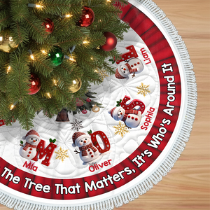 Custom Snowman Hearts Shine Together This Christmas Family Tree Skirt HO82 900062