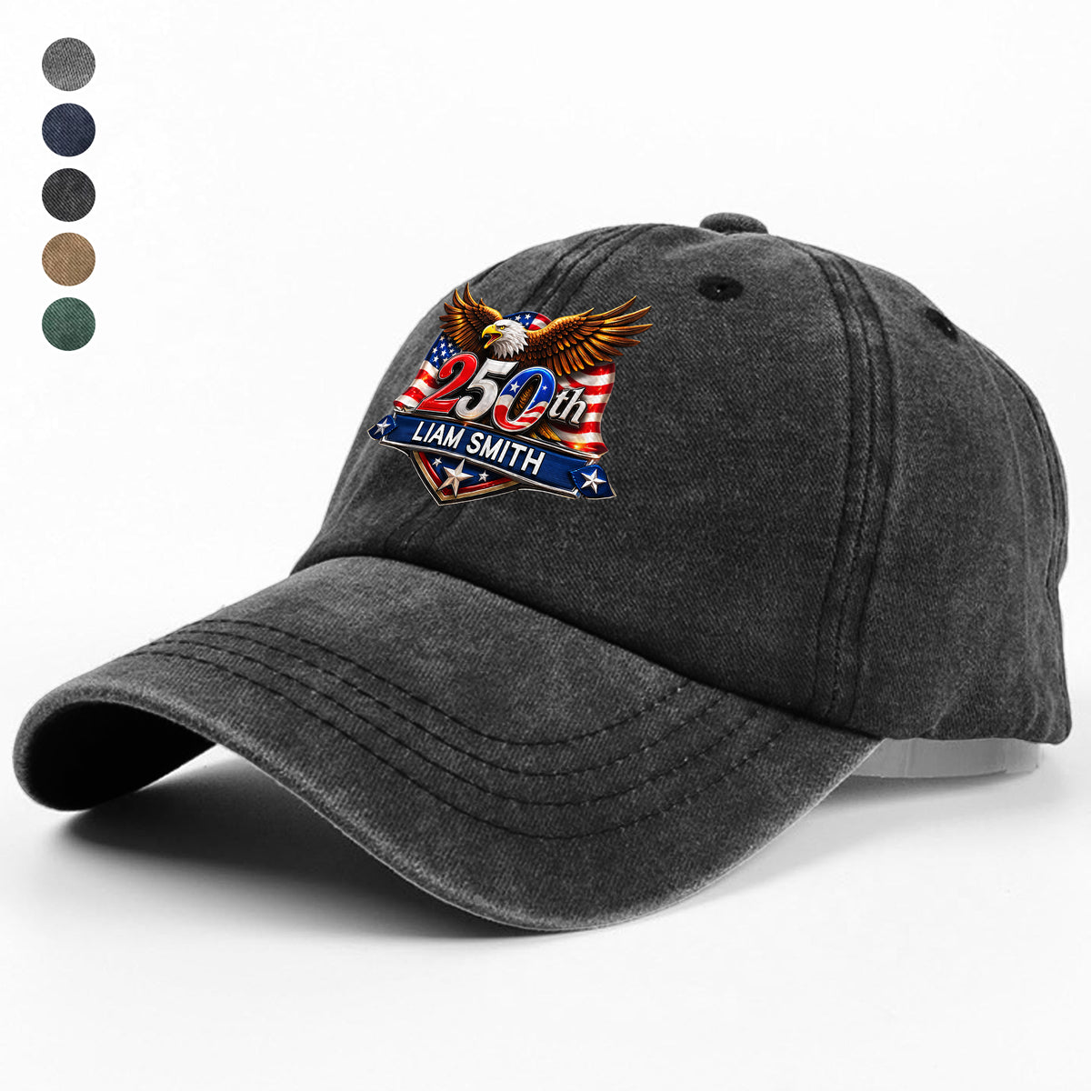 250th Anniversary 1776-2026 Eagle USA Semiquincentennial Patriotic Washed Denim Baseball Cap HA75 921014