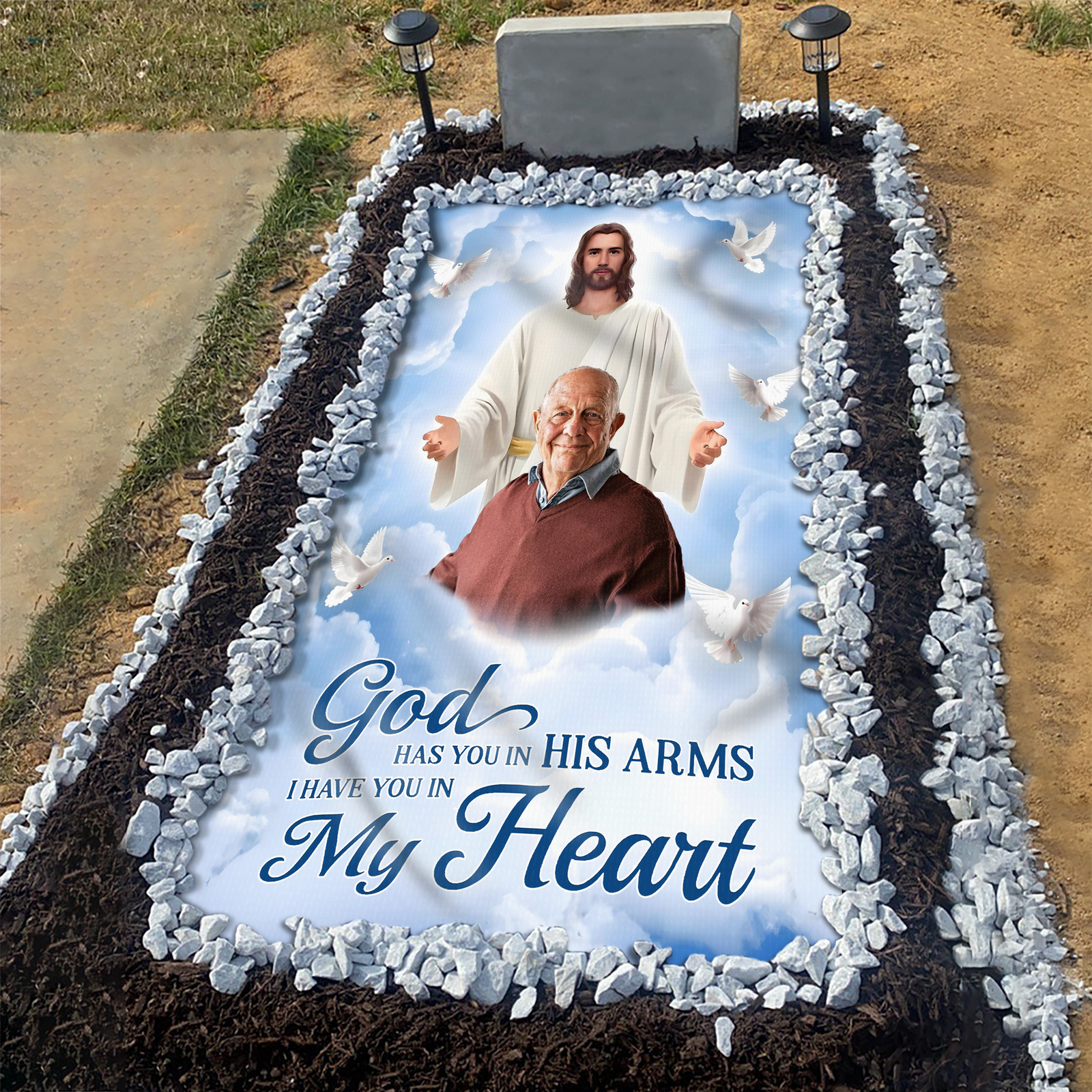 Custom Photo God Has You in His Arms Memorial Grave Blanket HA75 892788