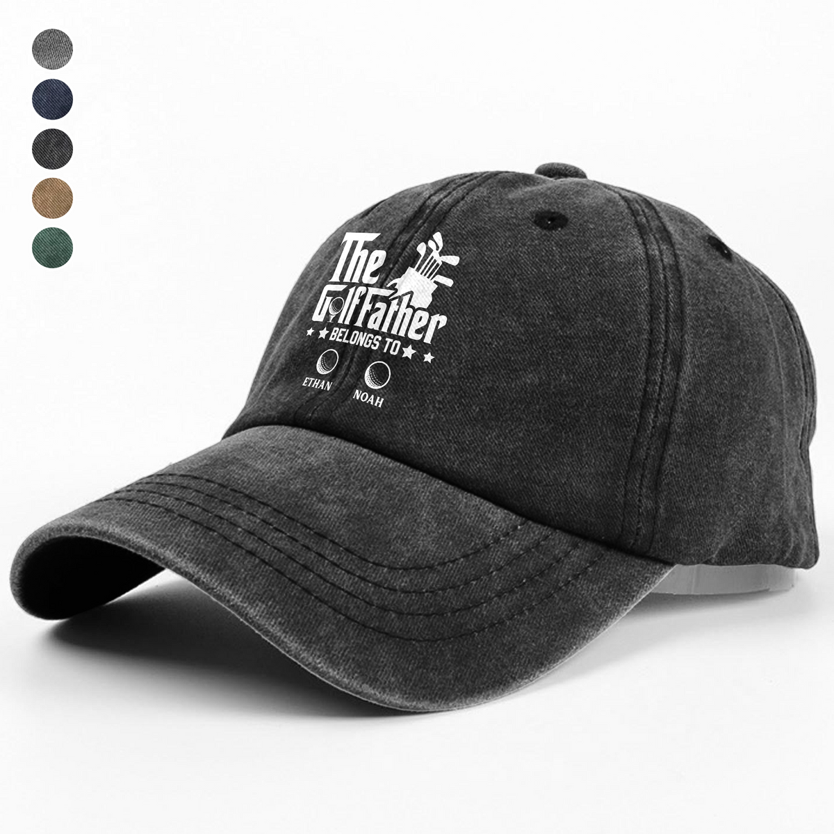 Personalized The Golffather Washed Denim Baseball Cap HA75 897098