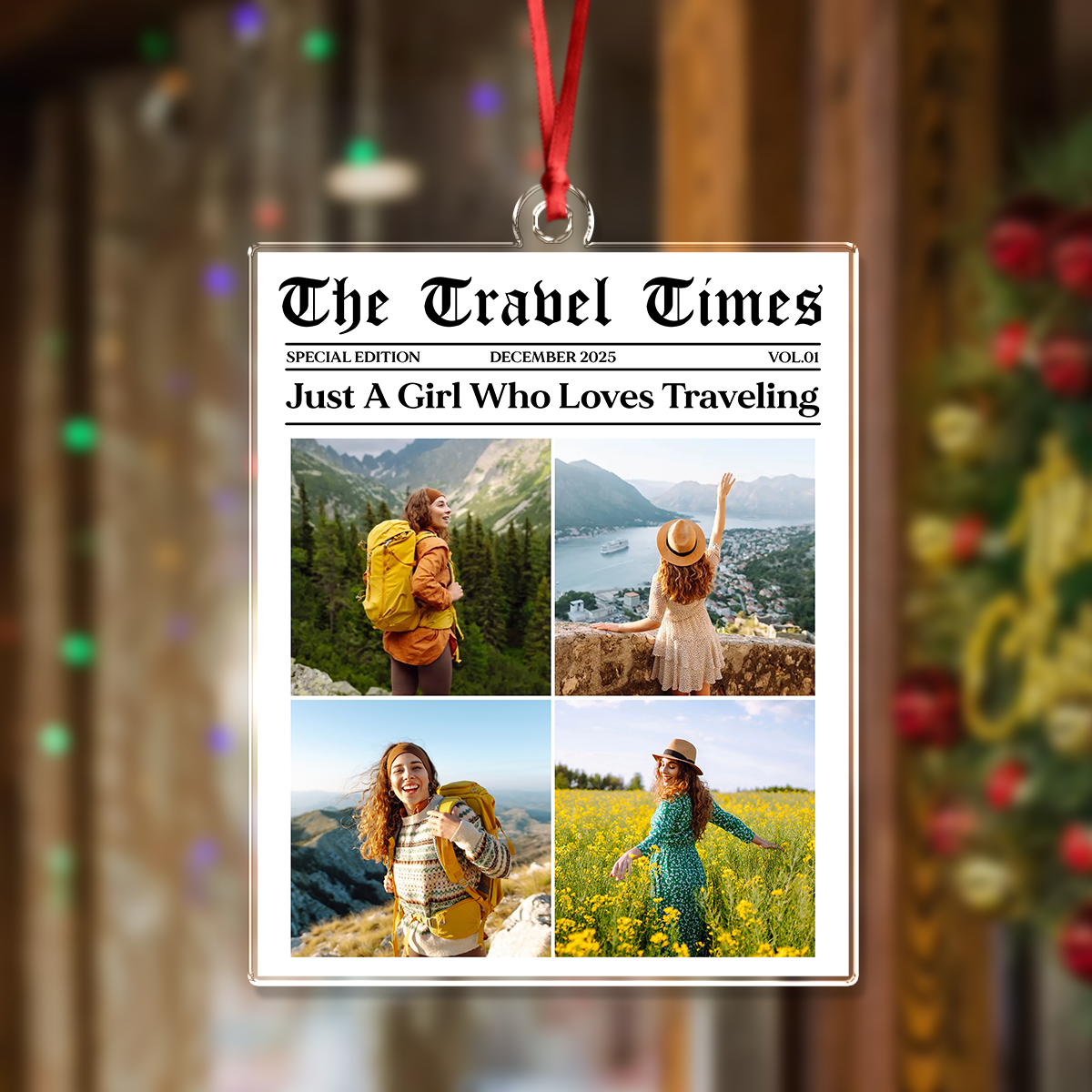 Just A Girl Who Loves Traveling - Custom Photo Acrylic Ornament Personalized Gift For Travel Lovers CH07 899312