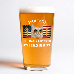 Custom Photo Cat Dad The Man The Myth American Flag Dad Beer Glass HA75 892404