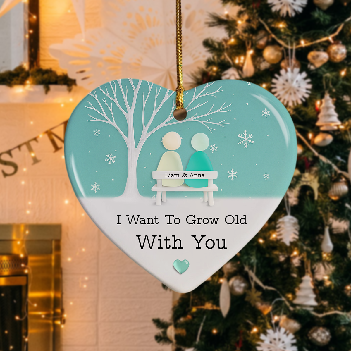 I Want To Grow Old With You Custom Couple Glass See 2D Flat Acrylic Ornament CH07 899868