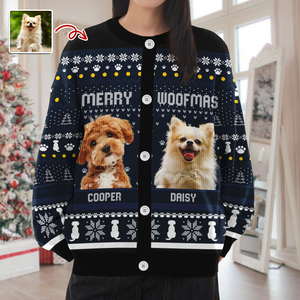 Custom Photo Merry Woofmas Christmas Ugly Cardigan TH10 896375
