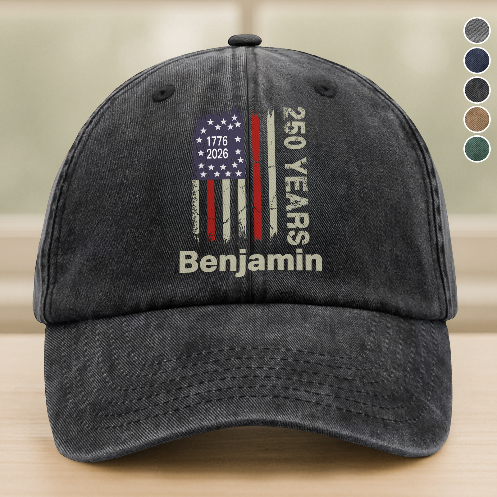 Custom Name USA 250 Washed Denim Baseball Cap TH10 896553