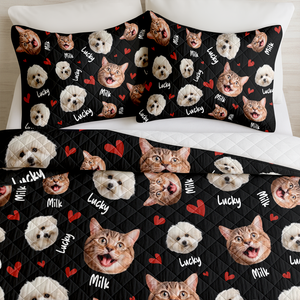 Custom Pets Face And Name - Personalized Photo Bedding Set Gift For Dog Lover Cat Lover CH07 899764