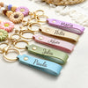 Personalized Daisy Beaded Keyring for Girls, Faux Leather Keyring, Bridesmaid Gifts, Flower Girl Gift, Mother's Day Gift, Birthday Gift HA75 920558