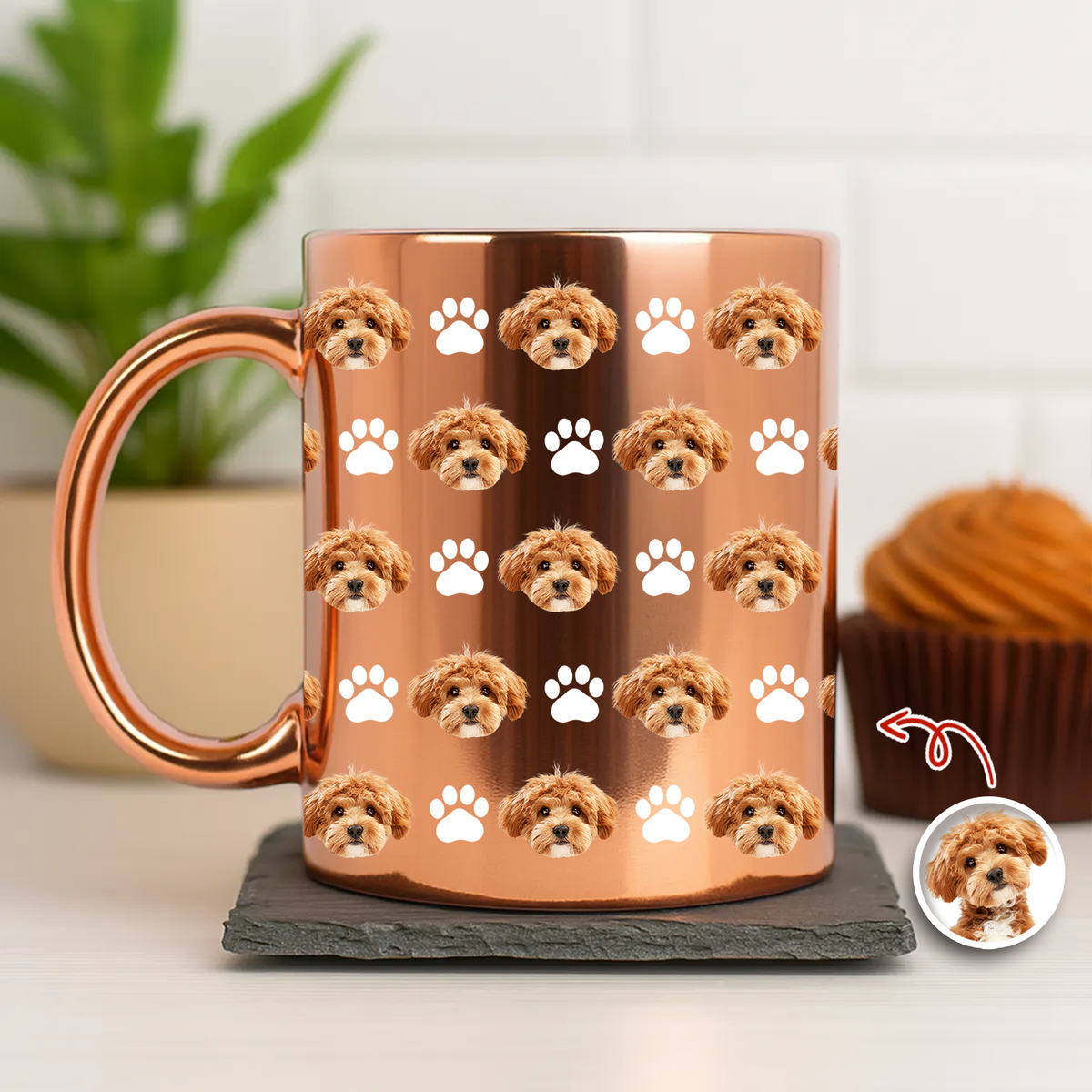 Custom Photo With Pattern Metallic Mug Gift for Dog Lovers HO82 900564