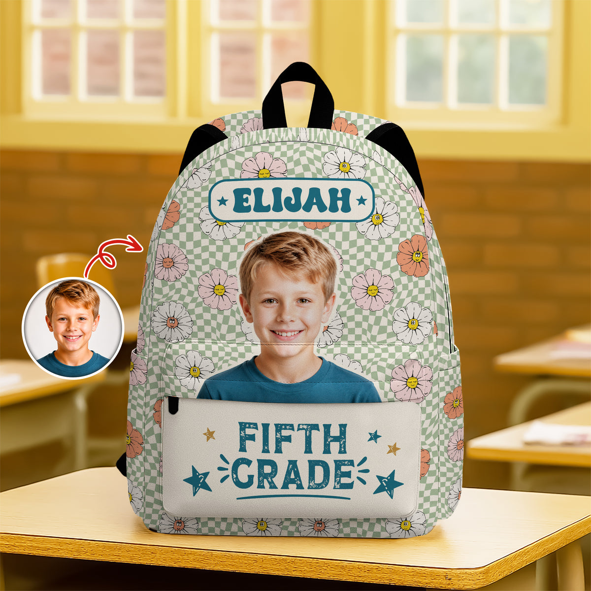 Personalized Photo & Name Retro Kid Backpack Back to School Gift HO82 902794