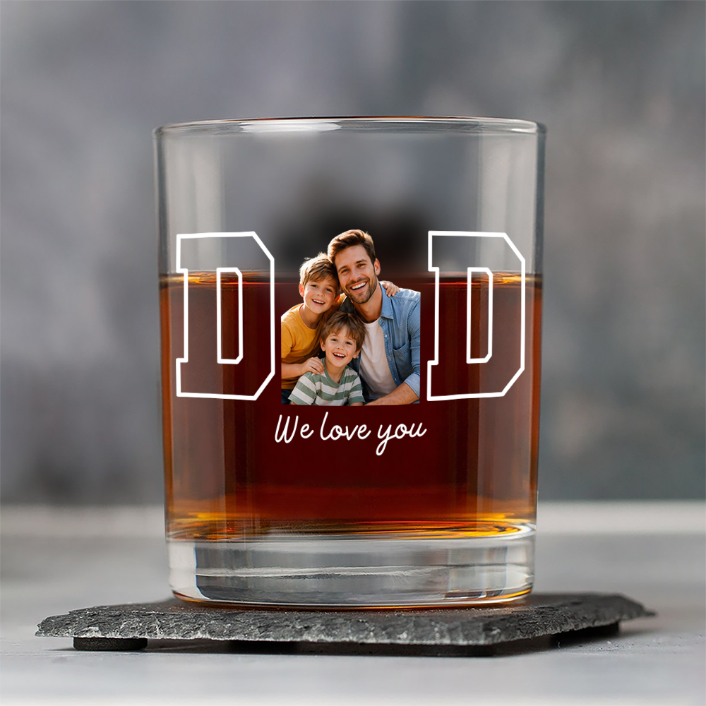 Custom Photo Dad & Kid Whiskey Glass - Personalized Father’s Day Gift CH07 911478