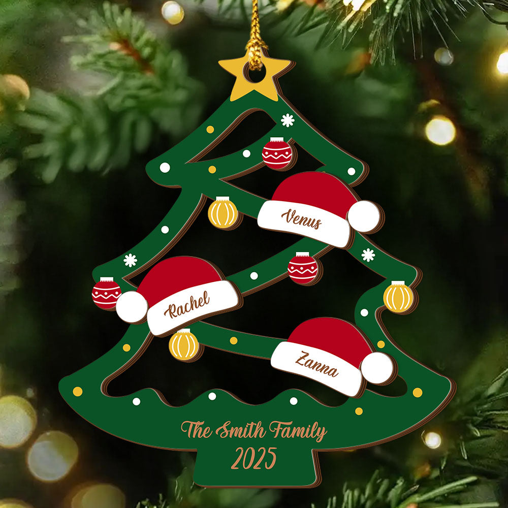 2025 Christmas Tree Layered Wood Ornament Personalized Gift For Family HO82 900634