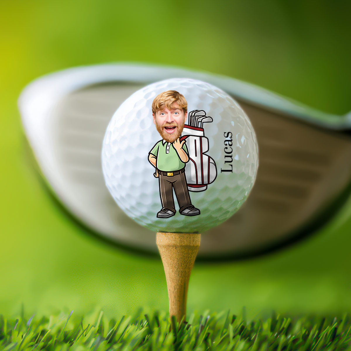 Personalised Cartoon Character Man Woman Double Sided Golf Ball with Name Gift for Golfer HO82 900912