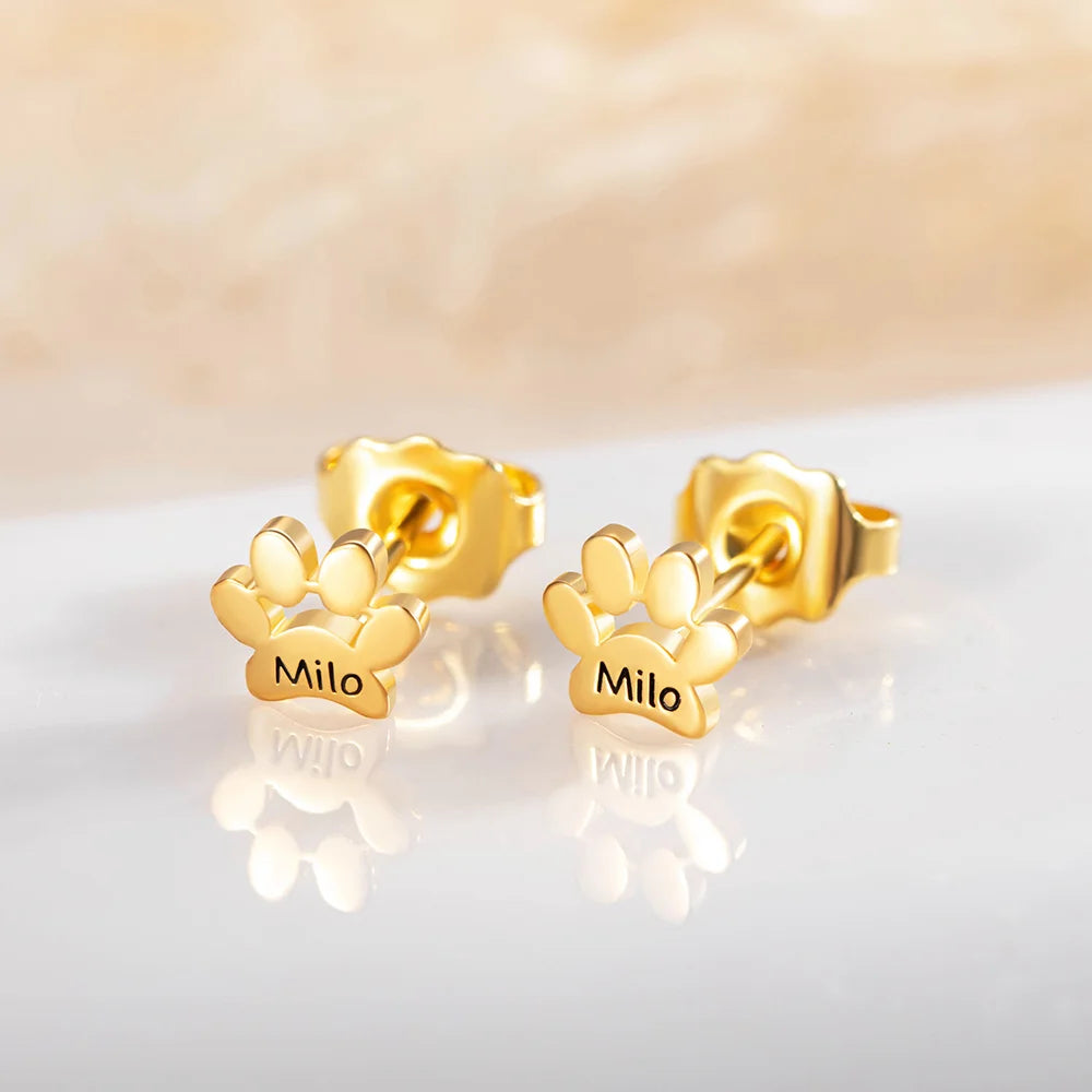 Personalized Paw Print Engraved Stud Earrings - Birthday Gift, Memorial Gift For Pet Lovers LM32 897473