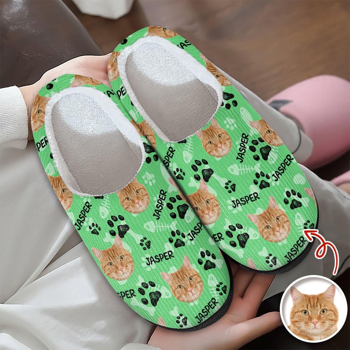 Custom Photo Cat Faces Slippers, Unique Funny Gift HA75 892972