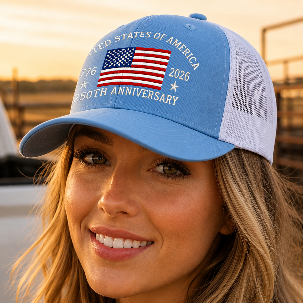 1776-2026 USA 250th Anniversary Embroidered Trucker Hat TH10 170257