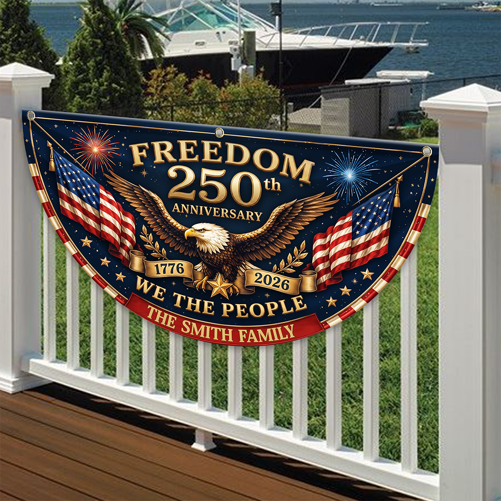 Freedom 250th Anniversary Non-Pleated Fan Flag, USA 1776-2026 Patriotic Decor LM32 669257