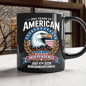American 250 Years Independence Eagle - July 4th 2026 Black Mug LM32 895249