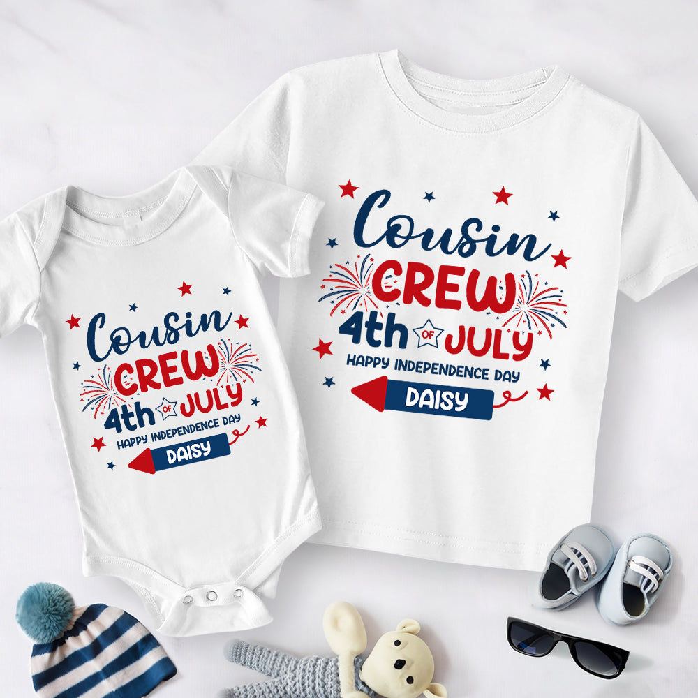 Personalized Kid Name Cousin Crew 4th of July Baby Onesie LM32 893519