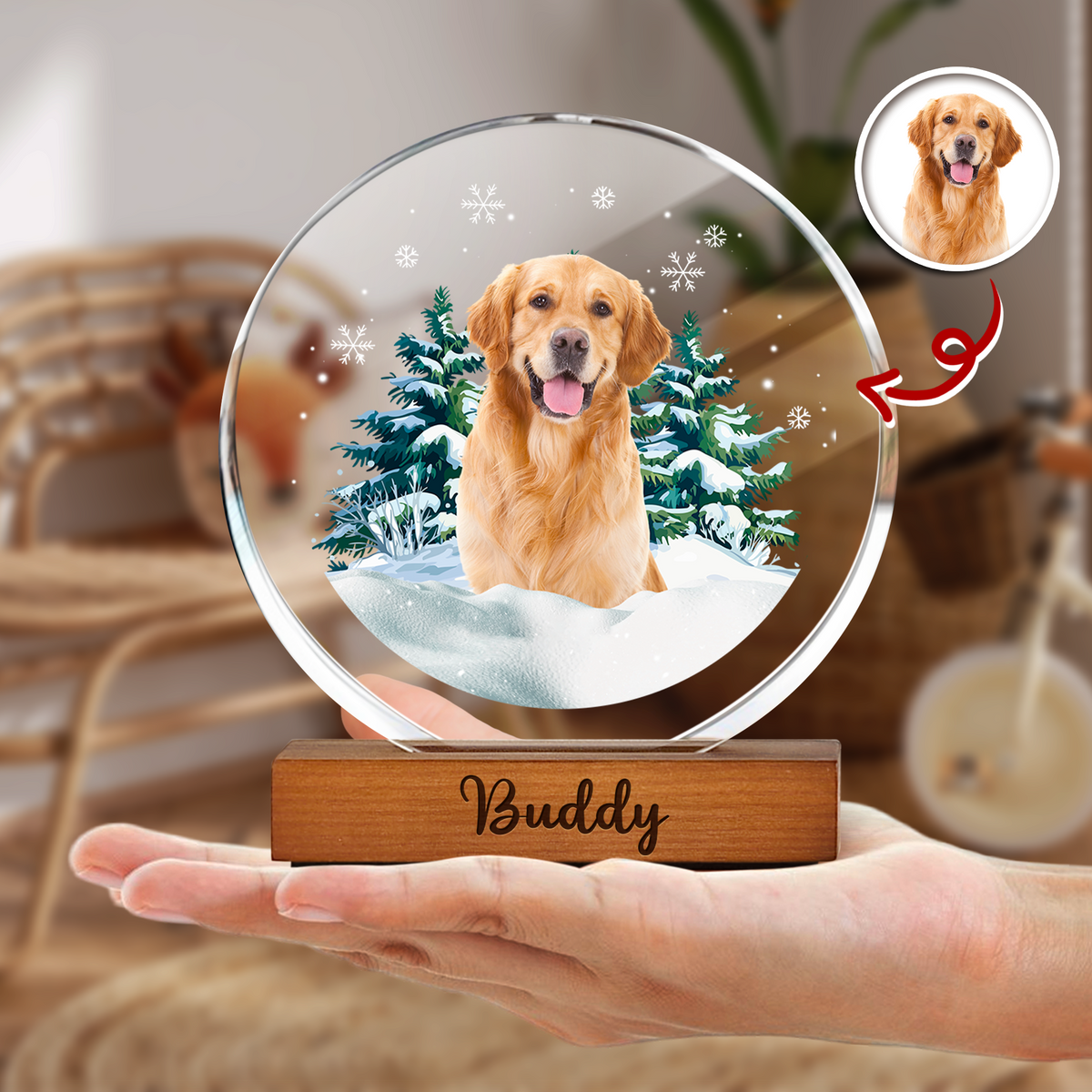 Custom Pet Photo Christmas - Personalized Round Acrylic Frame Block TH10 894407