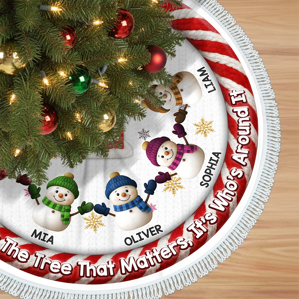 Custom Crochet Snowman Our Christmas Our Story Family Tree Skirt HO82 900068