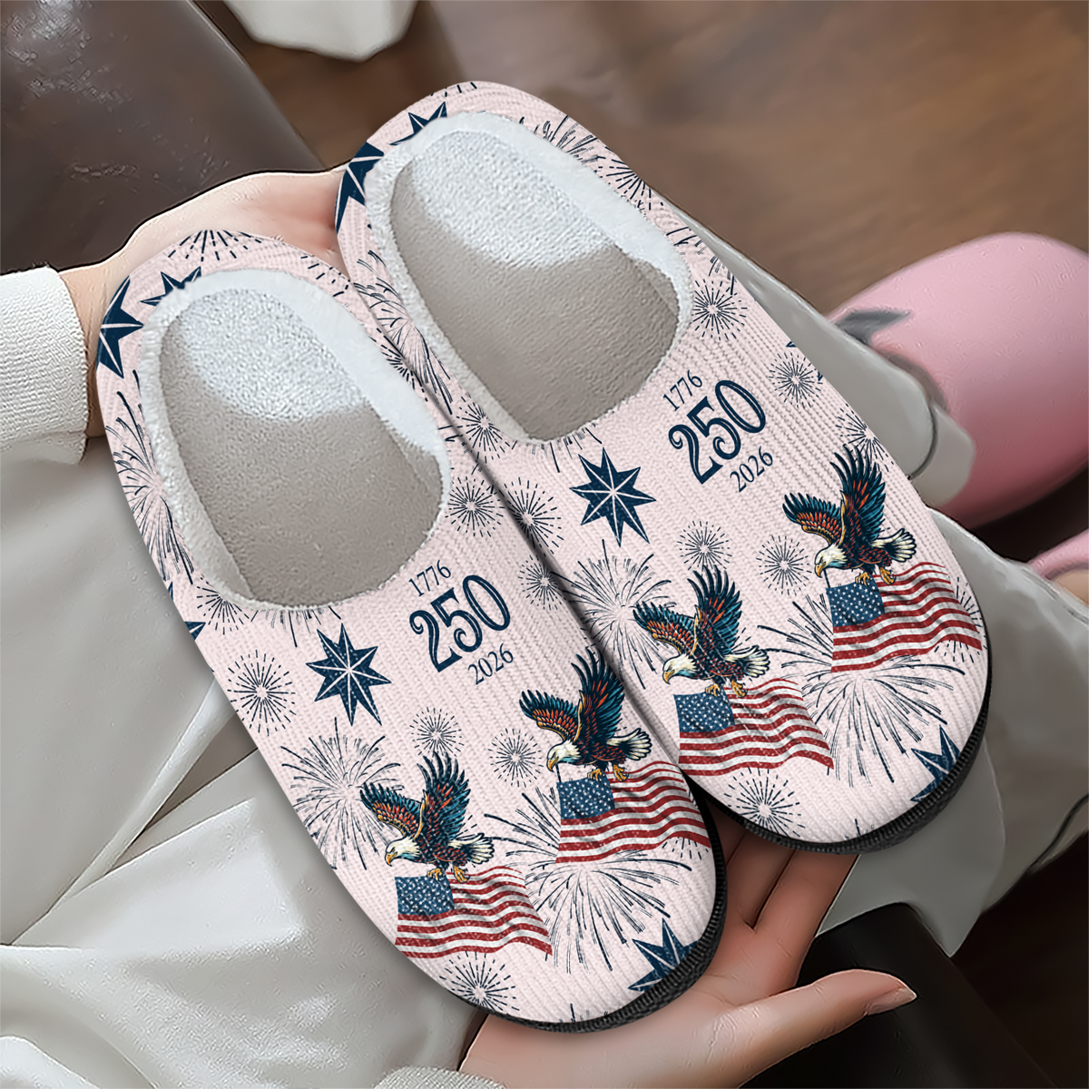Personalized USA 250 Anniversary Eagle 1776-2026 Slippers HA75 919076