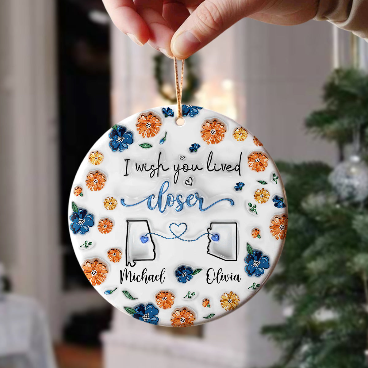 Distance Means So Little When Someone Means So Much  - Personalized 3D Effect Ceramic Ornament LM32 895355