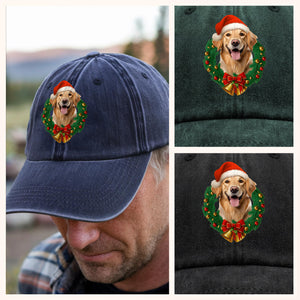 Custom Pet Photo Washed Denim Baseball Cap Christmas Gift For Dog And Cat Lovers HA75 897058