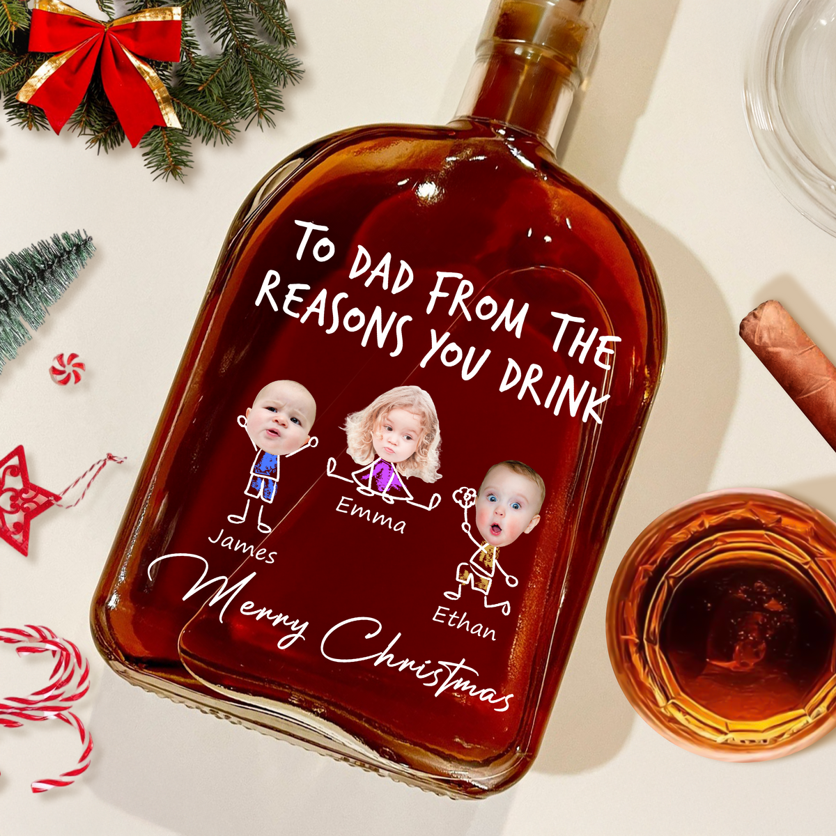 Custom Photo From The Reasons You Drink Christmas Whiskey Bottle LM32 893857