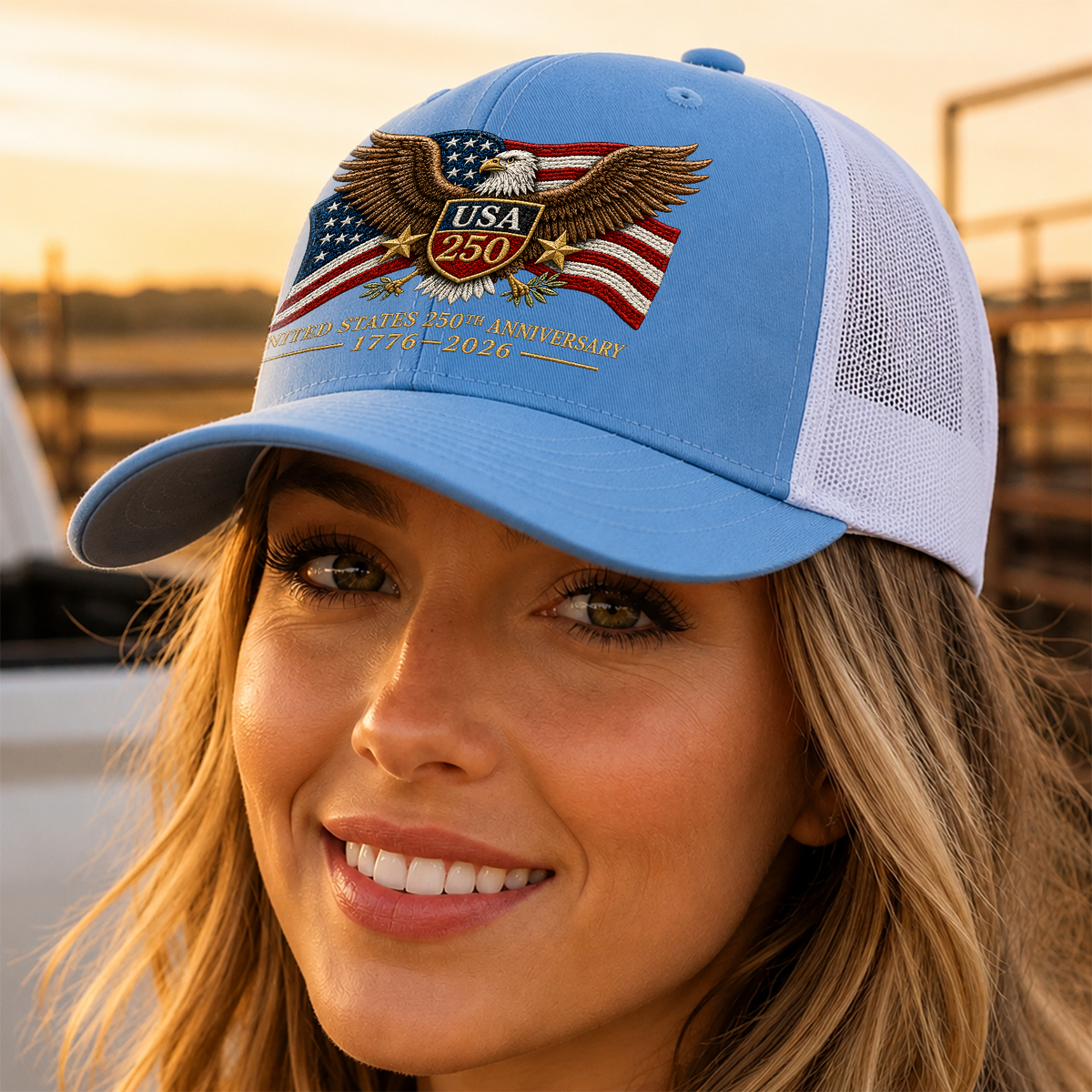 USA 250th Anniversary 1776-2026 Embroidered Trucker Hat CH07 911946