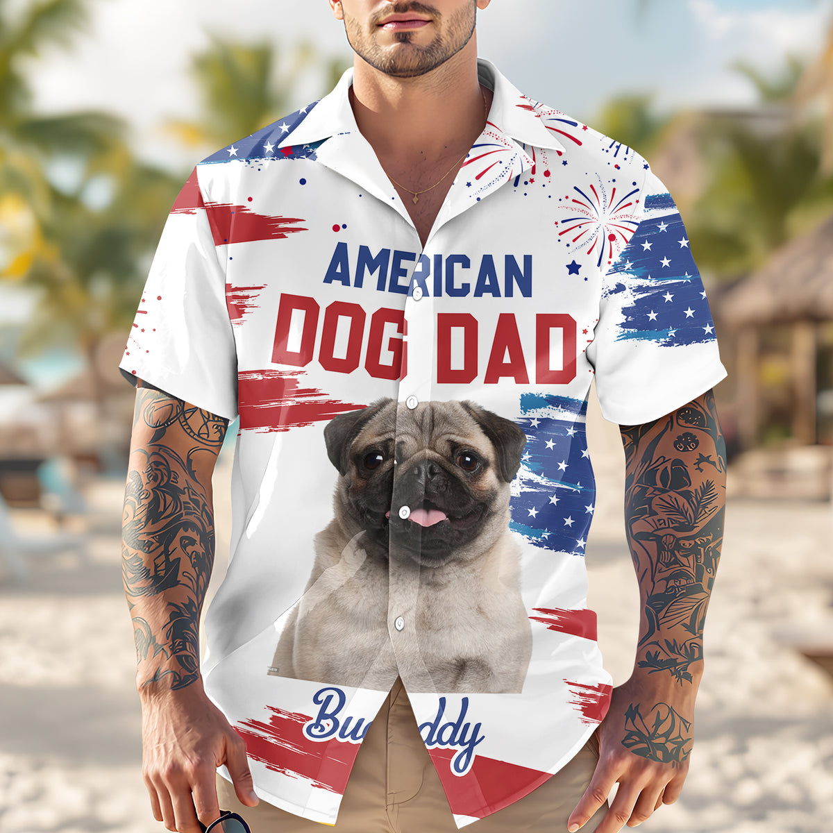 Custom Photo American Dog Dad Personalized Hawaiian Shirt Gifts For Dog Lovers CH07 896094
