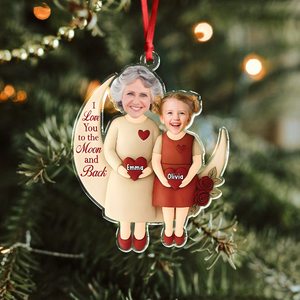 Custom Photo Moon Of Love Family Acrylic Ornament, Gift From Niece For Grandma HO82 900560
