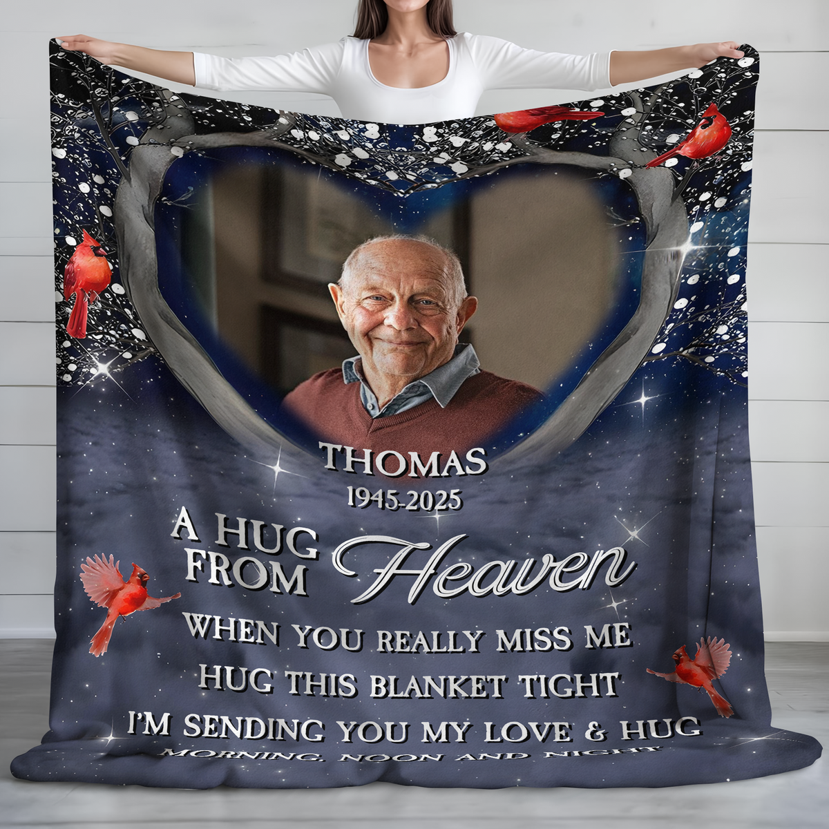 Personalized A Hug From Heaven Custom Photo Memorial  Blanket CH07 896454