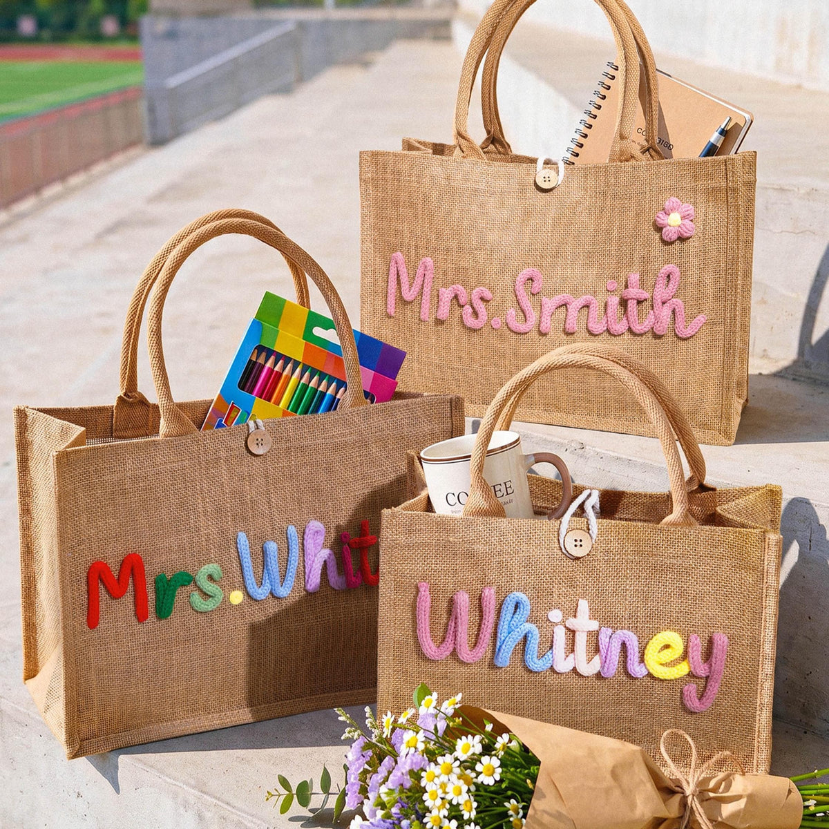 Personalized Crochet Name Teacher Tote Bag, Teacher Appreciation Gift LM32 669277
