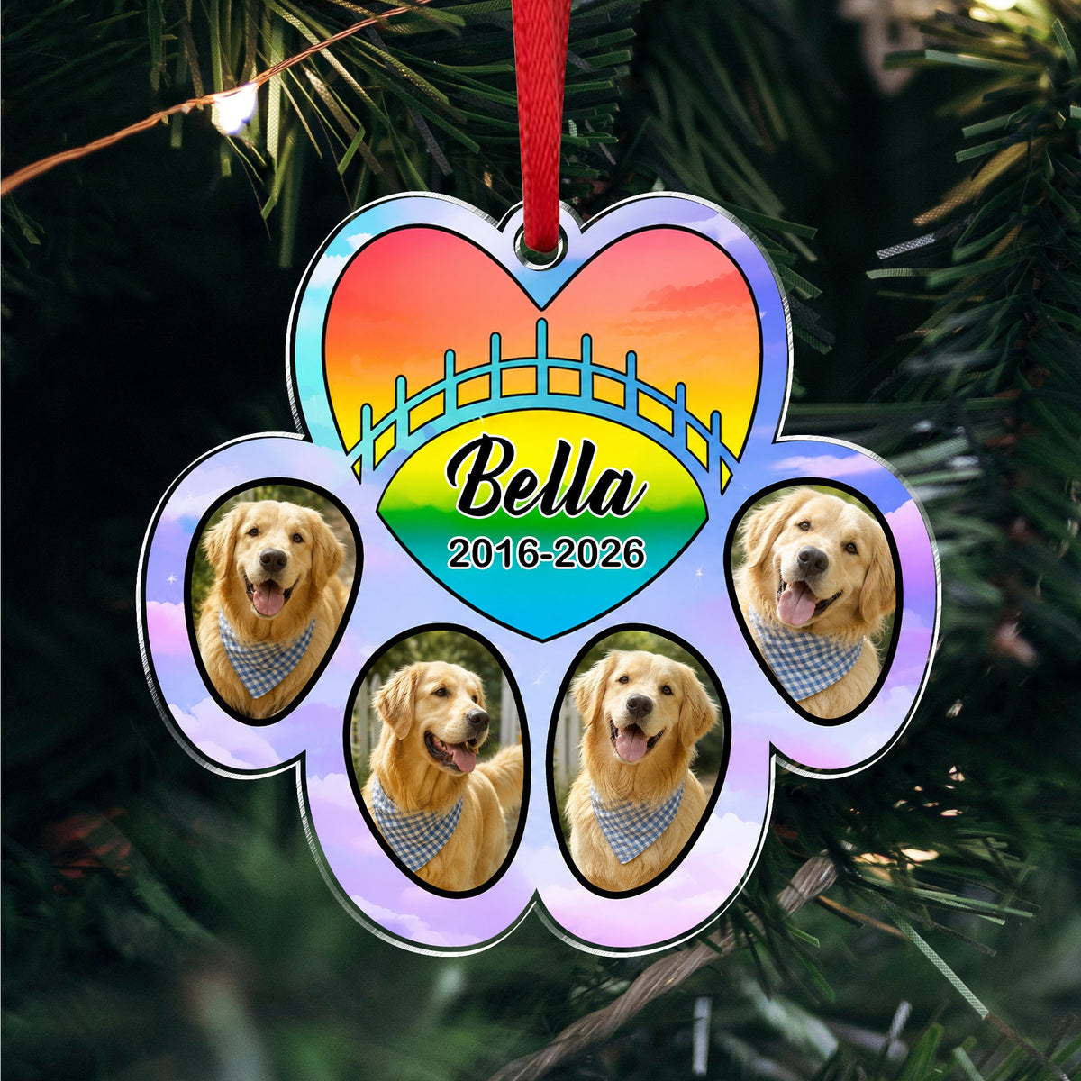 Personalized Dog Cat Photo In Memory Of Paw Acrylic Ornament, Pet Memorial Christmas Gift TH10 170887