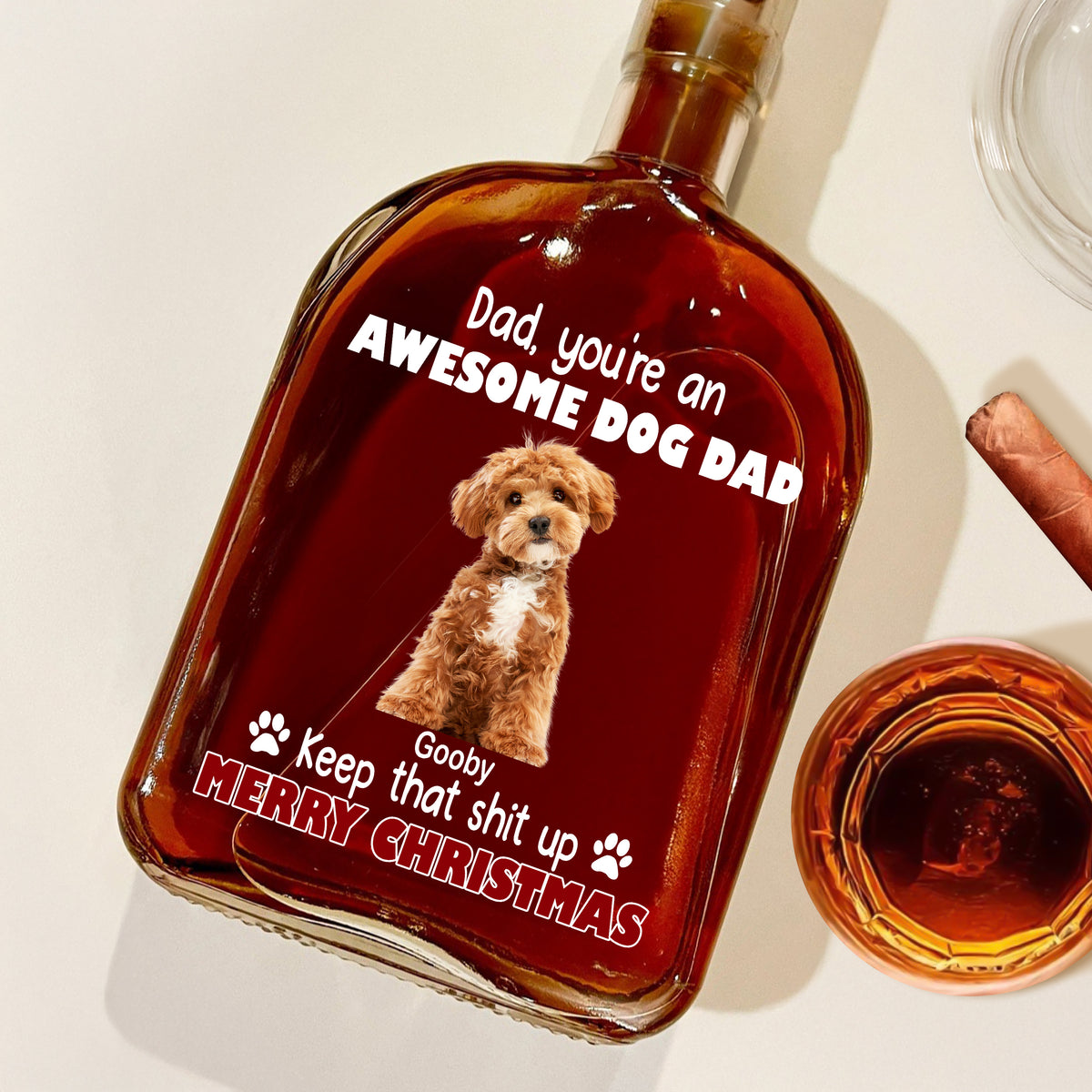 Custom Photo Keep That Shit Up Dad - Personalized Whiskey Bottle For Dog Lovers LM32 895117