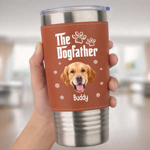 Cool Dog Father - Personalized Custom Leather Tumbler LM32 893697