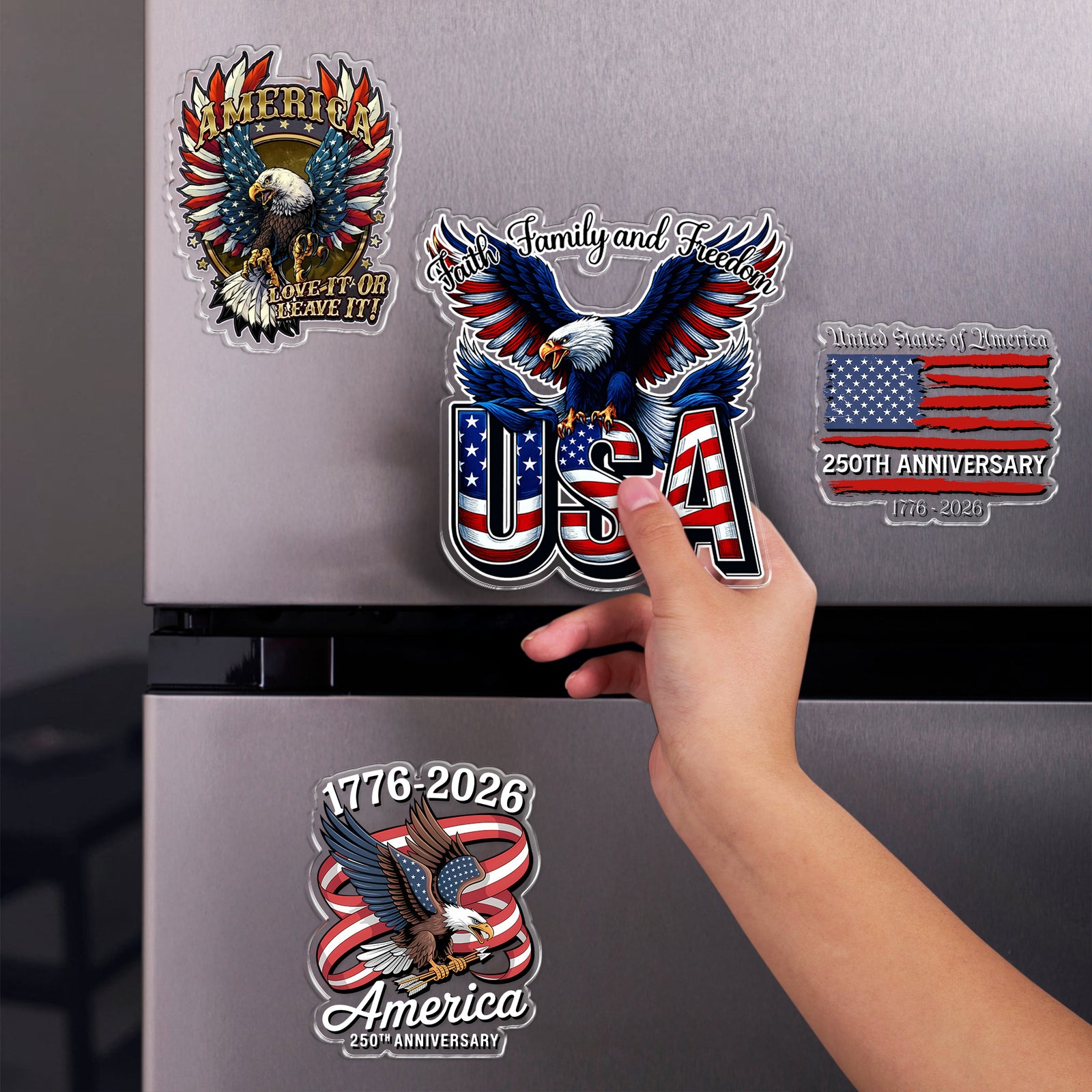 USA 250th Anniversary America 1776-2026 Eagle Us Flag Acrylic Magnet HA75 898752