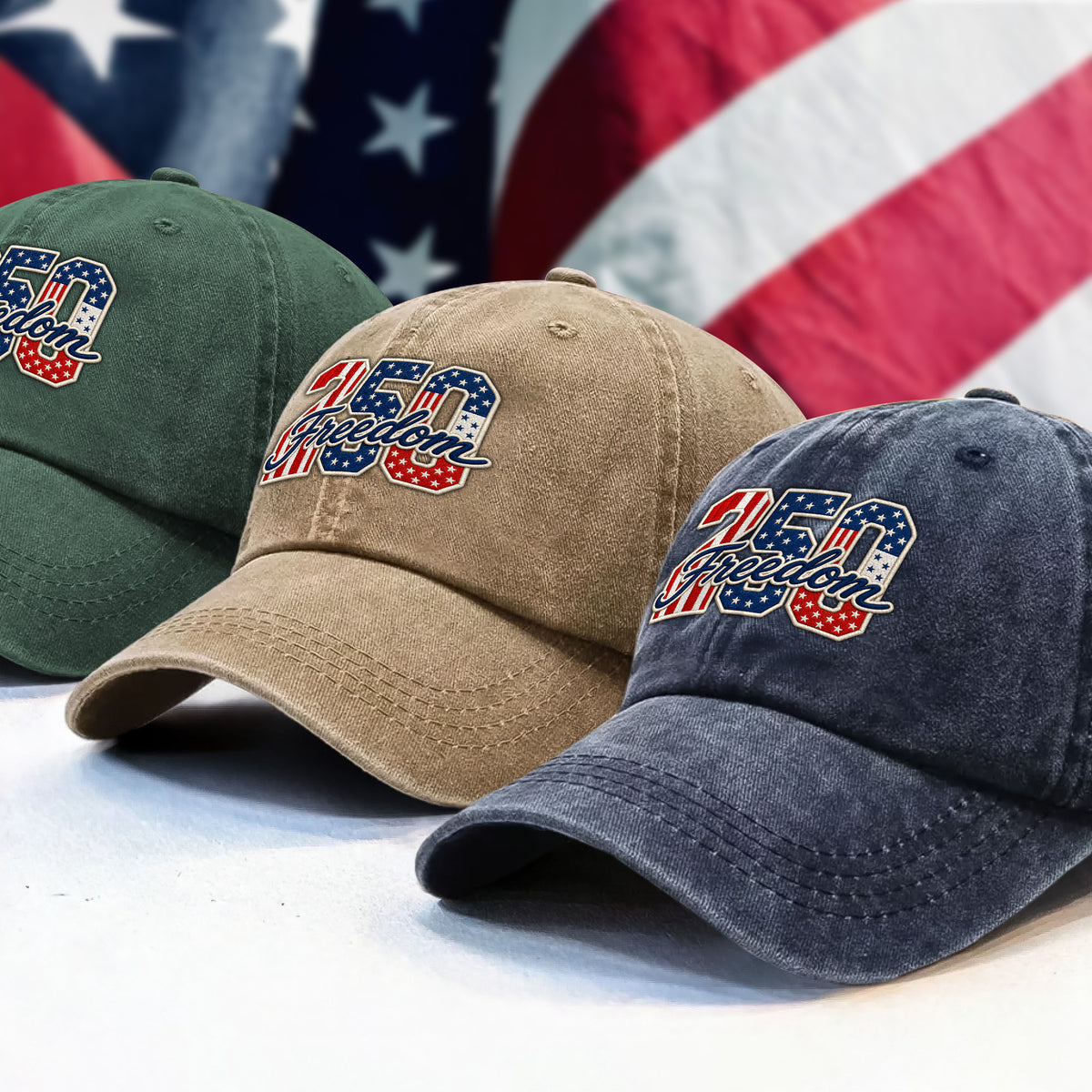 250 Freedom Embroidered Baseball Cap - American Independence 1776–2026 Patriotic Gift TH10 170221