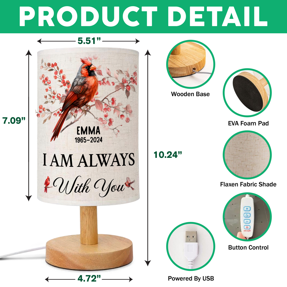 I'm Always With You - Personalized Fabric Lamp TH10 892863