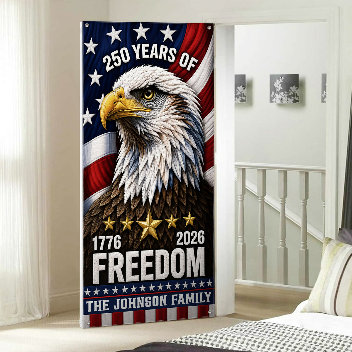 Custom Family Name 250 Years Of Freedom America 1776-2026 Eagle Door Cover CH07 911804