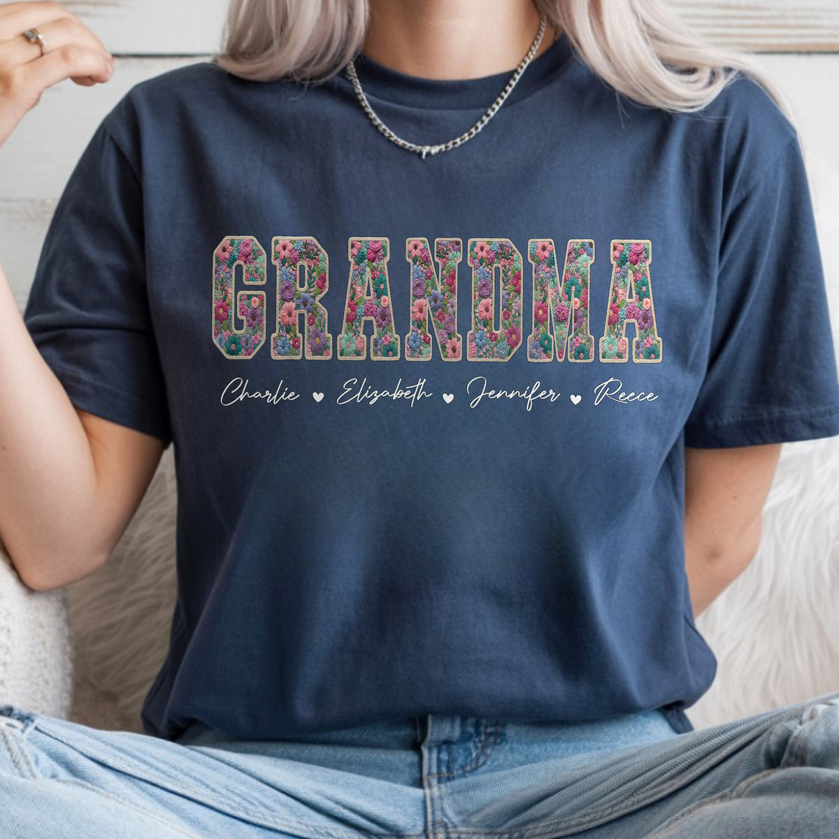 Personalized Kids Names Faux Embroidery Effect Comfort Shirt Mother’s Day Gift HO82 902124