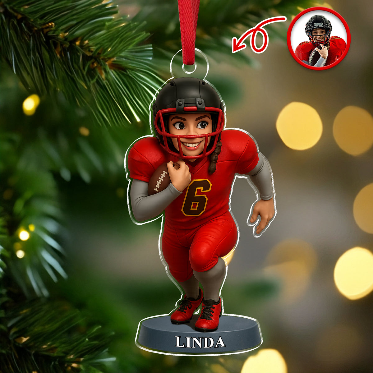 Custom Photo American Football 3D Effect Figure Art Acrylic Ornament Gifts For Sports Lovers HA75 897436