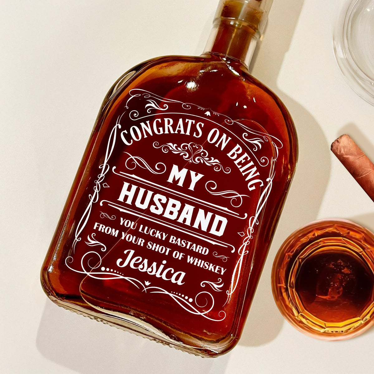 Congrat Being My Husband - Personalized Custom Whiskey Bottle CH07 896314