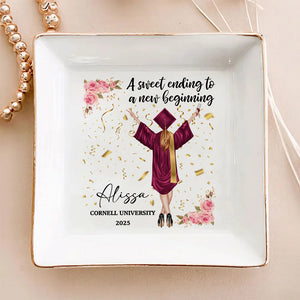 A Sweet Ending To A New Beginning Personalized Jewelry Dish Graduation Gift HA75 891930