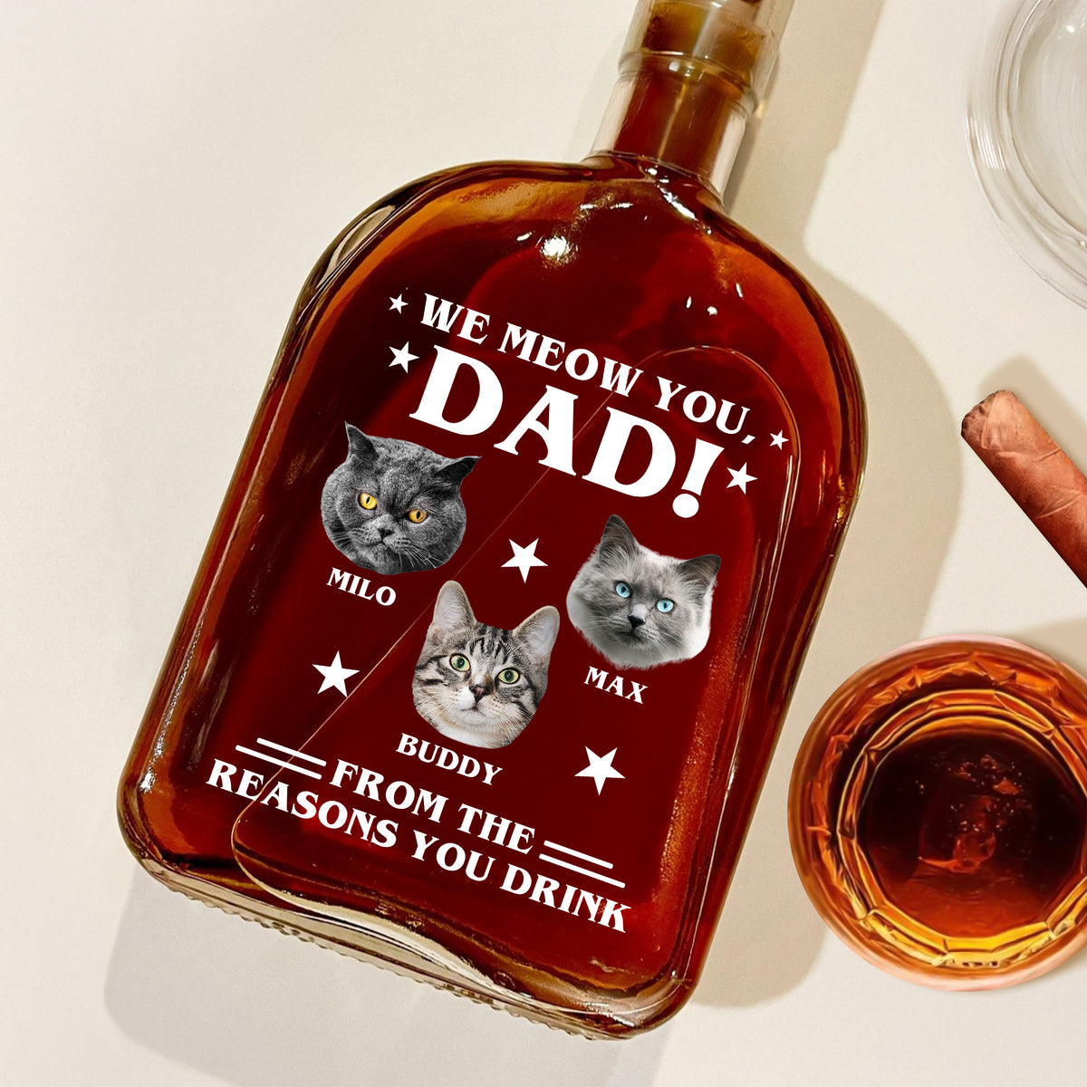 Custom Photo We Meow You - Cat Personalized Custom Whiskey Bottle - Father's Day, Gift For Dad, Pet Owners, Pet Lovers HO82 894078
