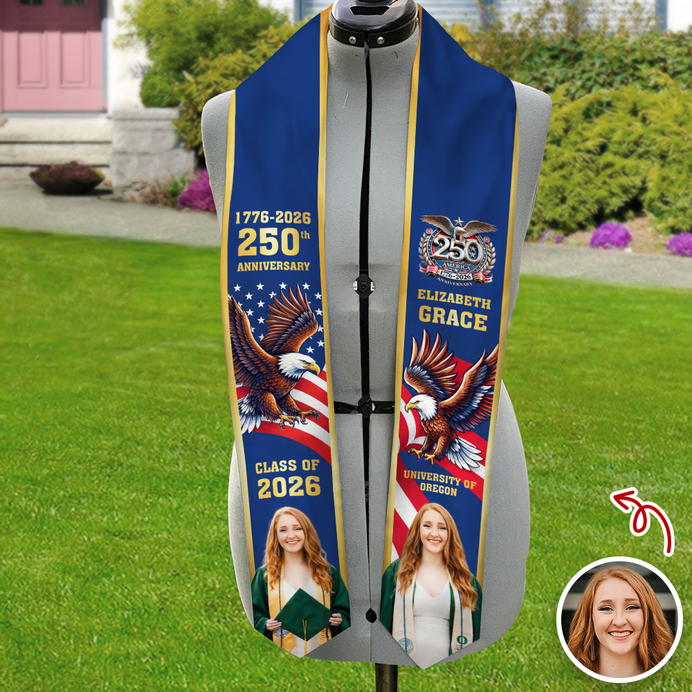 Custom Photo Class Of 2026 With US 250 Years Graduation Stole HO82 901480