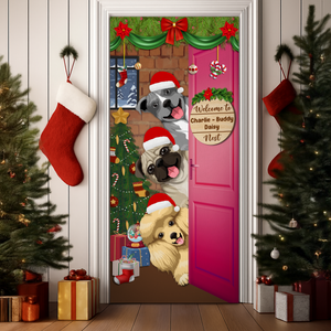 Custom Santa Photo Welcome To Our House Decoration Door Cover LM32 895675